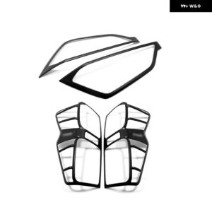 いすゞ D-MAX DMAX 2021 22 2023 ABS ブラックフロントとリア ヘッドランプ 装飾 フレーム ランプカバー 4個 - black 4pcs