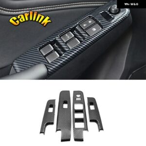 いすゞ D-MAX DMAX 2021-23 ABS カーボン窓ガラス昇降 ボタン スイッチ 装飾 ステッカー 4個 - Glass Switch