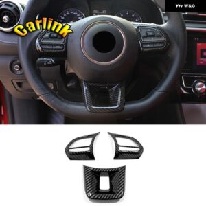 MG6 3TH ABS カーボン/レッド車ガラス スイッチ ガラスリフターインナードアボウル シフト パネル 装飾 フレーム インテリア アクセサリー - Steering wheel 3