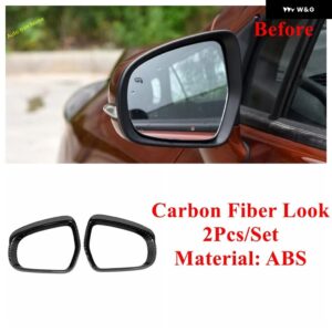 スズキ ABS クロームバックミラー 雨アイブロウ 装飾 カバー トリム VITARA エスクード/SX4 S-クロス 2015 - 2022 カ - Carbon Fiber Look