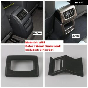 リア アームレスト ボックス アンチキック パッド プロテクター エアコン アウトレット ACベントカバー トリム 車VW ID.4 ID4 2021 - 2024 - Wood Grain Look