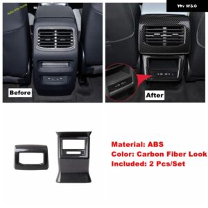リア アームレスト ボックス アンチキック パッド プロテクター エアコン アウトレット ACベントカバー トリム 車VW ID.4 ID4 2021 - 2024 - Carbon Fiber Look