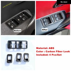 ガラスリフト ボタン /エア アウトレット ベント/ライト スイッチ /中央 コントロール パネル カバー トリム VW ポロ 2014 - 2018 カーボンルック - Model A