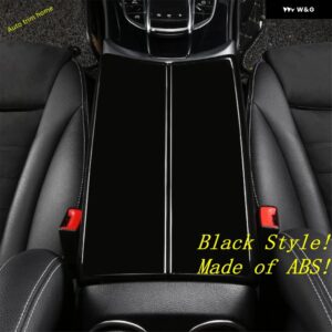 オートセンター アームレスト ボックス 装飾 パネル カバー トリム ベンツ Cクラス W205 GLC X253 2015 - 2021 コンソール アームレスト 収納 ボックス - black
