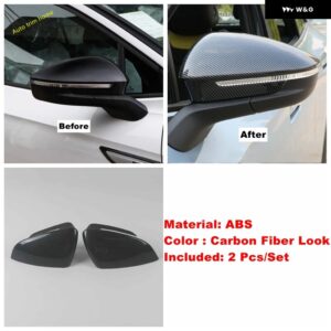 バックミラー 雨眉 ディフレクター ブレードバックミラー 装飾 フレーム カバー トリム VW ID.4 ID.6 2021 - 2023 - Carbon Fiber Look A
