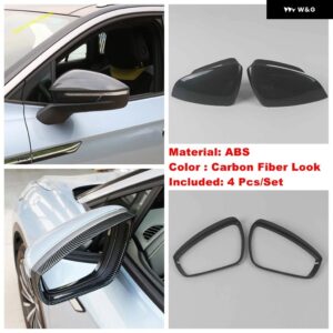 バックミラー 雨眉 ディフレクター ブレードバックミラー 装飾 フレーム カバー トリム VW ID.4 ID.6 2021 - 2023 - Carbon Fiber Look B