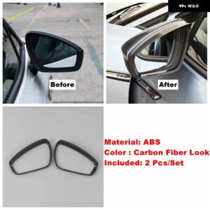 バックミラー 雨眉 ディフレクター ブレードバックミラー 装飾 フレーム カバー トリム VW ID.4 ID.6 2021 - 2023 - Carbon Fiber Look C