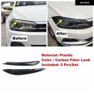 フロントヘッドリアバンパー テールライト ランプ アイブロウストリップカバー トリム VW ポロ 2019-2023 車 外装 リペア - Front Carbon Fiber