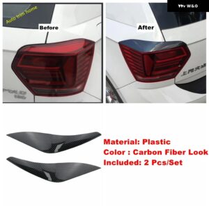 フロントヘッドリアバンパー テールライト ランプ アイブロウストリップカバー トリム VW ポロ 2019-2023 車 外装 リペア - Rear Carbon fiber