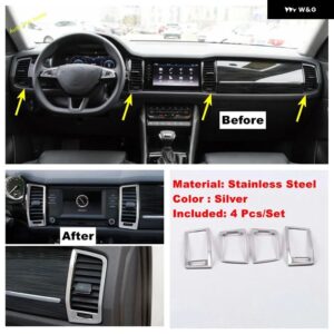 シルバー ダッシュボード ドア スピーカー ウィンドウリフト エアベント AC アウトレット ギア シフト ヘッドカバー トリム シュコダ コディアック2017 - - Dashboard