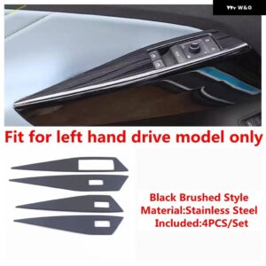 ドアウィンドウリフト コントロール スイッチ ボタン 装飾 パネル カバー トリム VW ID.4 ID4 2021 - 2024 ステンレス アクセサリー - Black Brushed Look