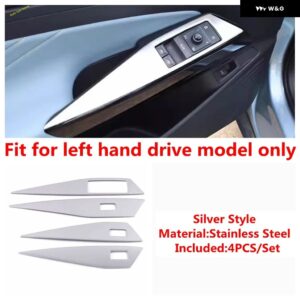 ドアウィンドウリフト コントロール スイッチ ボタン 装飾 パネル カバー トリム VW ID.4 ID4 2021 - 2024 ステンレス アクセサリー - Silver