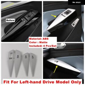 インナー ドアハンドル ホルダー ウィンドウリフト ボタン スイッチ 装飾 パネル カバー トリム VW ID.4 ID4 2021 - 2024 シルバー - Silver