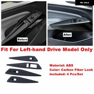 インナー ドアハンドル ホルダー ウィンドウリフト ボタン スイッチ 装飾 パネル カバー トリム VW ID.4 ID4 2021 - 2024 シルバー - Carbon Fiber Look