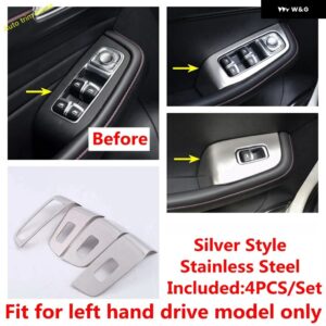 インナードア窓ガラスリフト コントロール スイッチ ボタン 装飾 カバー トリム MG HS/HS プラグイン 2020 - 2024 カーアクセサリー - LHD-Silver