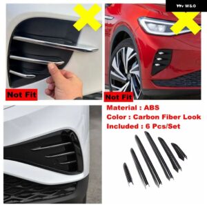 フロント フォグランプ ランプ アイブロウストライプ/ ドアハンドル ボウル 装飾 カバー トリム VW ID.4 ID4 2021 - 2024 - Carbon Fiber Look B