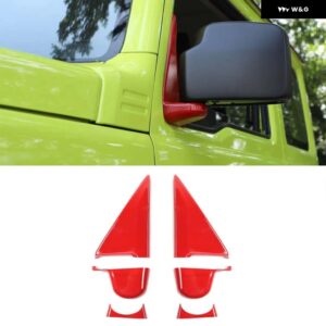 スズキ ジムニー 2019+バックミラー ベース 装飾 ベゼル カバー トリム スタイリング 外装 カーアクセサリー - Red