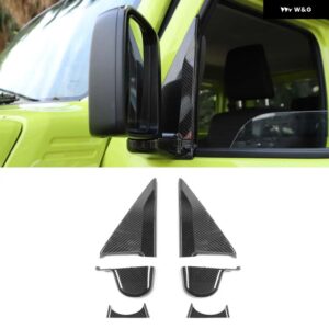 スズキ ジムニー 2019+バックミラー ベース 装飾 ベゼル カバー トリム スタイリング 外装 カーアクセサリー - Carbon Fiber Black