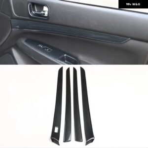 ドア パネル 室内 装飾 ストリップ トリム ABS ステッカー インフィニティ G25 G37 2010-13 左ハンドル 用 - Carbon fiber black