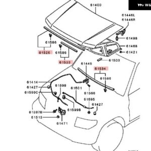 1 3ピース フードゴムシール パジェロ ミニ H60 ボンネット ゴムストリップ モンテロ ピニンボディゴム将軍イオ MR313797 - 3 pieces