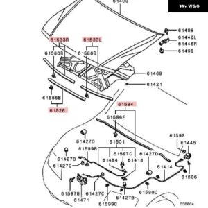 1ピース フードゴムシール パジェロ V73 ボンネット ゴムウェザーストリップ モンテロ 車体ゴム将軍 V77 V75 MR437091 - 4 pcs petrol