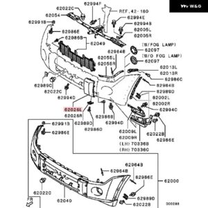 1ピースペア フロントバンパー カバー パジェロ V97 2007-2013 バンパー ボード 6405A057 モンテロ V93 V87 V98 V95 将軍 - 62026L