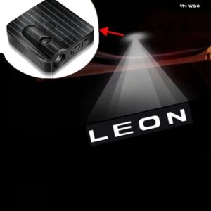 2個 カーボンドアウェルカムライト LED プロジェクターゴーストシャドウランプレオン 1 2 3 5F MK2 MK3 2013-2019 ワイヤレスセンシング - Leon2