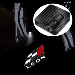 2個 カーボンドアウェルカムライト LED プロジェクターゴーストシャドウランプレオン 1 2 3 5F MK2 MK3 2013-2019 ワイヤレスセンシング - Leon