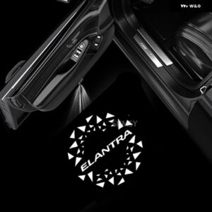 2X LED 車ドアエンブレムライトウェルカムランプワイヤレスプロジェクターツーソンサンタフェエラントラ 2016-23 - Elantra