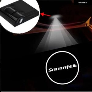 2X LED 車ドアエンブレムライトウェルカムランプワイヤレスプロジェクターツーソンサンタフェエラントラ 2016-23 - Santafe2