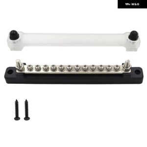 ターミナルブロック負バスバー 12V 配電ブロック自動車カーボート太陽光発電 システム M8 TERMIANL バス - 12 Terminal Black