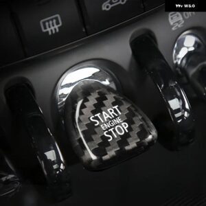 カーボン エンジン スタートストップ ボタン カバー トリム ミニクーパー F54 F55 F56 F57 F60 クラブマンカントリーマン点火 スイッチ ステッカー - Black Carbon