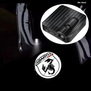 2個 LEDドア 500 500X エンブレムランプ信号灯ワイヤレスプロジェクターフィアットアバルト 500 プント STILO DUCATO 595 アクセサリー - Abarth