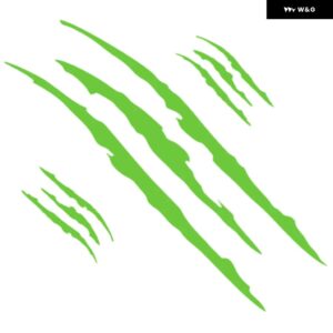 3個 ゴースト爪 ステッカー 防水 ヘッドライト 爪マーク デカール ボンネット ビニールストライプスクラッチ ステッカー 装飾 - Green