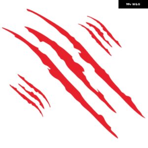 3個 ゴースト爪 ステッカー 防水 ヘッドライト 爪マーク デカール ボンネット ビニールストライプスクラッチ ステッカー 装飾 - red