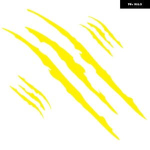 3個 ゴースト爪 ステッカー 防水 ヘッドライト 爪マーク デカール ボンネット ビニールストライプスクラッチ ステッカー 装飾 - Yellow