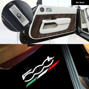 2個 LEDドアウェルカムランプアクセサリーフィアット 500X 2015-2023 500L 2013-2019 3D プロジェクター カスタム ゴーストシャドウランプ - 500L