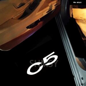 2個 LEDドアウェルカムライトロゴプロジェクター シトロエン C5 2010-2016 ゴーストシャドウライトアンビエントランプ安全自動車アクセサリー - WHITE
