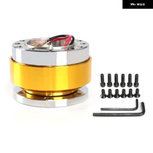 カスタム クイックリリース ステアリングホイール ハブ アダプター 6穴スナップオフボスキット アルミ - Gold
