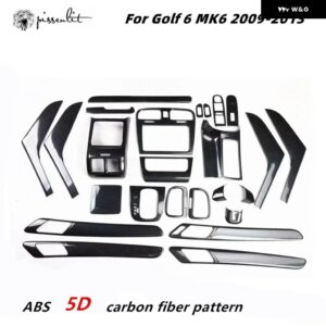 インテリア トリム 5D ゴルフ 6 MK6 2009-2013 カーアクセサリーカーボンセンター コンソール ゴルフ MK6 5D ステッカー ABS パネル