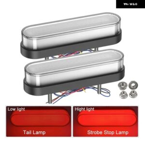2ピース 4インチ 34LED オーバル LED トレーラー テールライト 防水 ストップブレーキ ライト トラック RV - Clear Lens Red Light