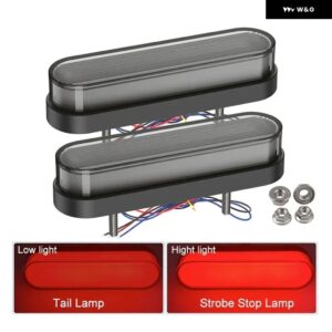 2ピース 4インチ 34LED オーバル LED トレーラー テールライト 防水 ストップブレーキ ライト トラック RV - Smoke Lens Red Light