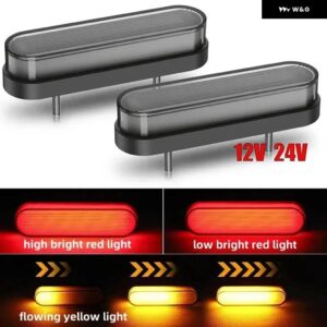 2ピース 4インチ 34LED オーバル LED トレーラー テールライト 防水 ストップブレーキ ライト トラック RV - Smoke Lens Red Amber