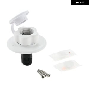 RV シティ水注インレットとチェック バルブ ねじ付き チューブ フランジ長さ 3インチ 1/2インチ - WHITE