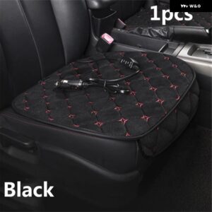 12V 車加熱ウォーマーパッド 自動加熱シート クッション バックサポートヒーターカーシート カバー 冬ホットシート プロテクター - black