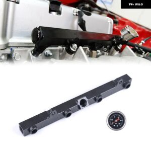 アルミ Kシリーズ ヘビーフューエルレールキット ハイフローインジェクションフューエルレール H0NDA K20 K24 RSX CIV1C SI INTEGRA EP3 ゲージ付き - FR-05-BK