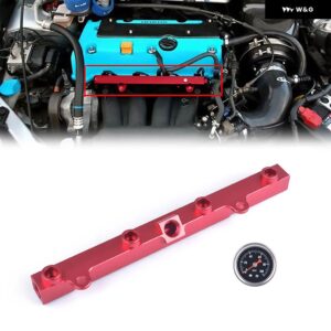 アルミ Kシリーズ ヘビーフューエルレールキット ハイフローインジェクションフューエルレール H0NDA K20 K24 RSX CIV1C SI INTEGRA EP3 ゲージ付き - FR-05-RD