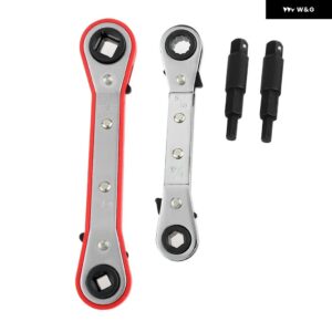 2個のラチェットカーブレンチツール 2個の六角ビット アダプター 3/16インチ 1/4インチ 5/16インチ 3/8インチ エアコン 冷凍 バルブ ラチェットレンチ - mixed color