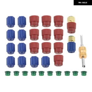 R12 R134A 変換キット ダストキャップ付き 高/低圧 A/C レトロフィット アダプター 空調 冷媒 システム - Gold