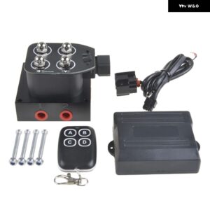12V 電磁弁エアライドサスペンション マニホールド バルブ リモコン 0-200PSIBLUE ディスプレイ - valve and controller